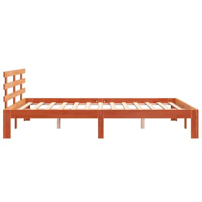 vidaXL Cama sin colchón madera maciza de pino marrón cera 160x200 cm