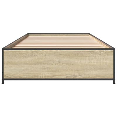 vidaXL Estructura cama madera ingeniería metal roble Sonoma 75x190 cm