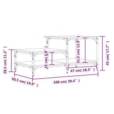 vidaXL Mesa de centro madera contrachapada roble Sonoma 100x50,5x45 cm