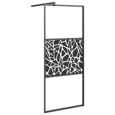 vidaXL Mampara ducha con estante vidrio ESG y aluminio negro 90x195 cm