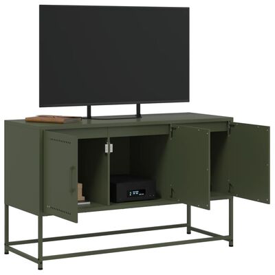 vidaXL Mueble para TV de acero verde oliva 100,5x39x60,5 cm