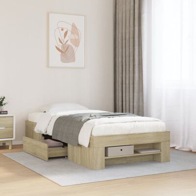 vidaXL Estructura de cama sin colchón madera roble Sonoma 75x190 cm