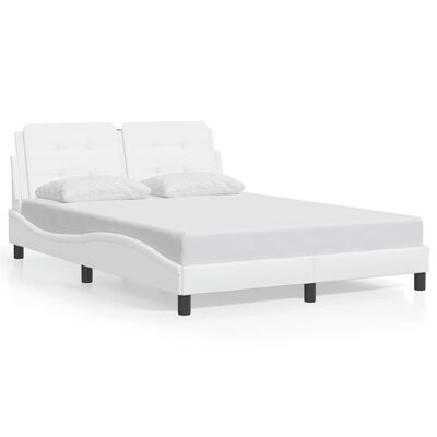 vidaXL Estructura de cama sin colchón cuero sintético blanco 140x200cm