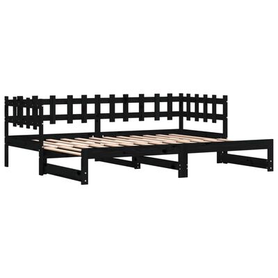 vidaXL Sofá cama extraíble madera maciza de pino negro 2x(90x200) cm