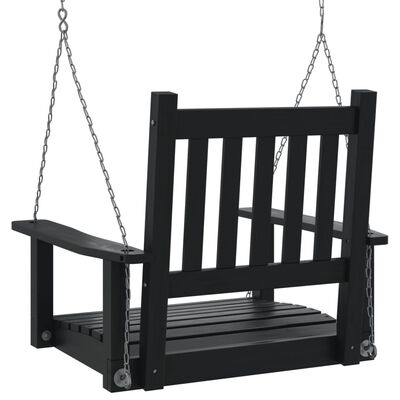 vidaXL Silla columpio jardín con cadenas de metal madera abeto negro