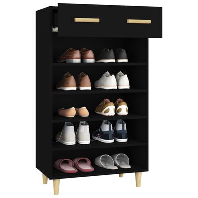 vidaXL Mueble zapatero de madera contrachapada negro 60x35x105 cm