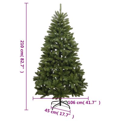 vidaXL Árbol de Navidad artificial con bisagras 300 LED y bolas 210 cm