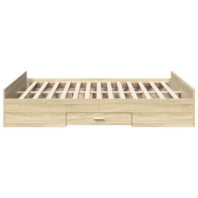 vidaXL Cama con cajones madera ingeniería roble Sonoma 140x200 cm