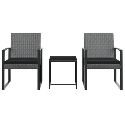 vidaXL Set comedor jardín 3 pzas cojines PP aspecto ratán gris oscuro