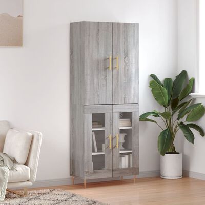 vidaXL Aparador alto madera contrachapada gris sonoma 69,5x34x180 cm