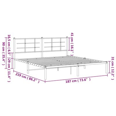 vidaXL Estructura cama sin colchón con cabecero metal blanco 183x213cm