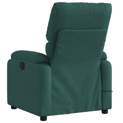 vidaXL Sillón de masaje reclinable de tela verde oscuro