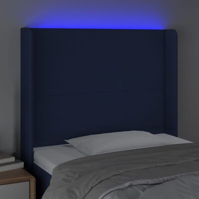 vidaXL Cabecero con LED de tela azul 103x16x118/128 cm