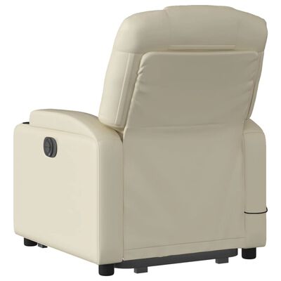 vidaXL Sillón reclinable de masaje de pie cuero artificial color crema