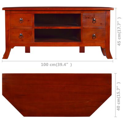 vidaXL Mueble de TV madera maciza de caoba marrón clásico 100x40x45 cm