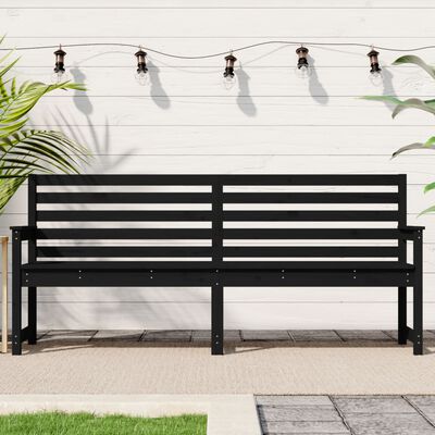 vidaXL Banco de jardín madera maciza pino negro 203,5x48x91,5 cm