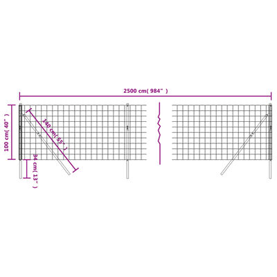 vidaXL Cerca de alambre de acero galvanizado gris antracita 1x25 m