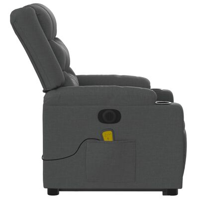 vidaXL Sillón de masaje eléctrico reclinable elevable tela gris oscuro