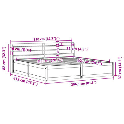 vidaXL Estructura de cama con cabecero madera de pino blanco 200x200cm