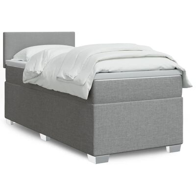 vidaXL Cama box spring con colchón tela gris claro 100x200 cm