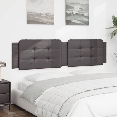 vidaXL Cabecero de cama acolchado cuero sintético gris 200 cm