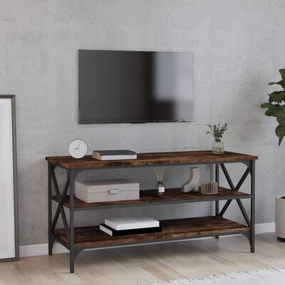 vidaXL Mueble para TV madera contrachapada roble ahumado 100x40x50 cm