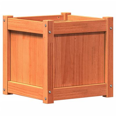 vidaXL Jardinera exterior madera maciza pino marrón cera 40x40x40 cm