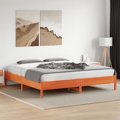 vidaXL Cama sin colchón madera maciza de pino marrón cera 180x200 cm