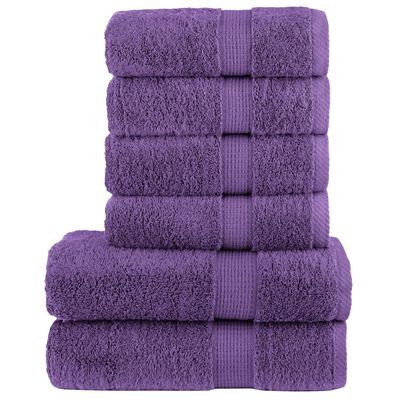 vidaXL Juego de toallas premium SOLUND 6 unidades morado 600 gsm