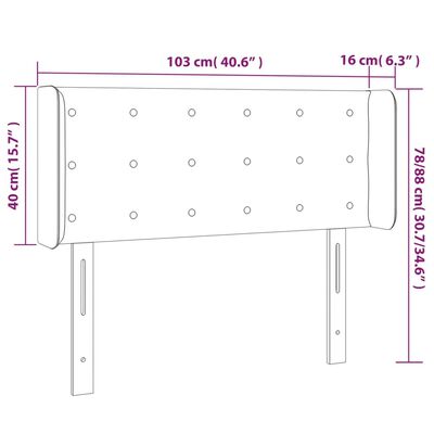 vidaXL Cabecero con LED de terciopelo azul oscuro 103x16x78/88 cm