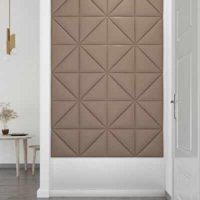 vidaXL Paneles pared 12 uds cuero sintético capuchino 30x30 cm 0,54 m²