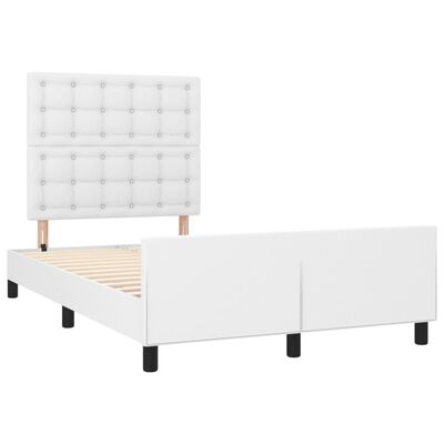 vidaXL Estructura de cama cabecero cuero sintético blanco 120x200 cm