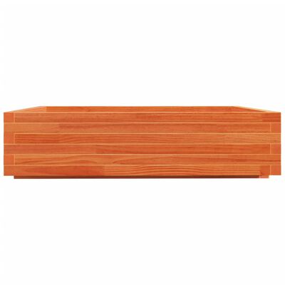 vidaXL Jardinera de madera maciza de pino marrón cera 100x100x26,5 cm