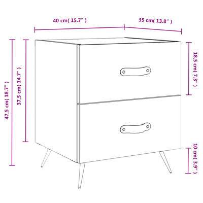 vidaXL Mesita de noche madera ingeniería gris hormigón 40x35x47,5 cm