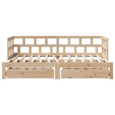 vidaXL Sofá cama nido con cajones madera maciza de pino 90x200 cm