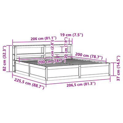 vidaXL Estructura de cama con cabecero madera de pino blanco 200x200cm