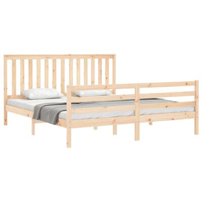 vidaXL Estructura de cama de matrimonio con cabecero madera maciza