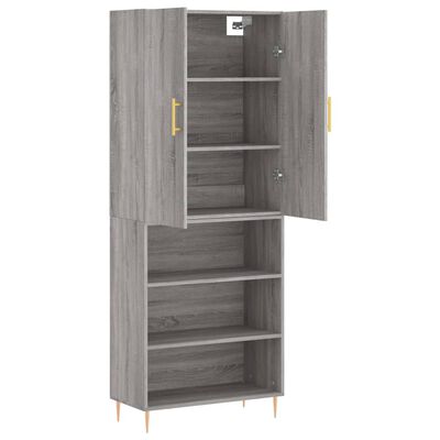 vidaXL Aparador alto madera contrachapada gris sonoma 69,5x34x180 cm