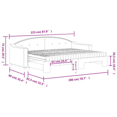 vidaXL Sofá cama nido con colchón tela gris oscuro 80x200 cm