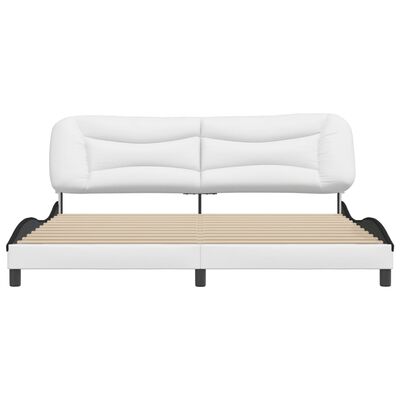 vidaXL Estructura de cama con cabecero cuero sintético blanco y negro