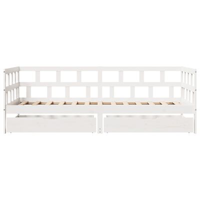 vidaXL Sofá cama con cajones madera maciza de pino blanco 90x200 cm