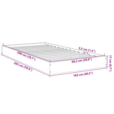 vidaXL Estructura de cama sin colchón madera roble ahumado 100x200 cm