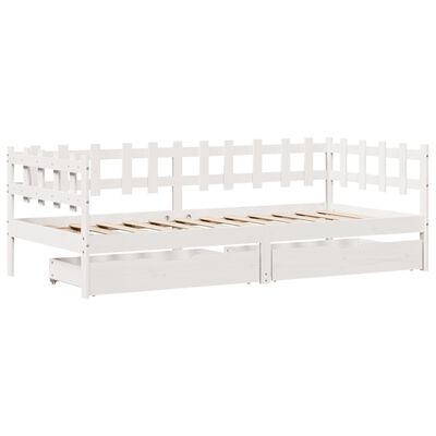 vidaXL Sofá cama con cajones madera maciza de pino blanca 90x190 cm