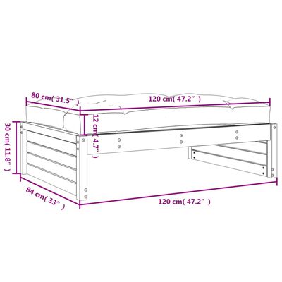 vidaXL Taburete de jardín madera maciza de pino 120x80 cm