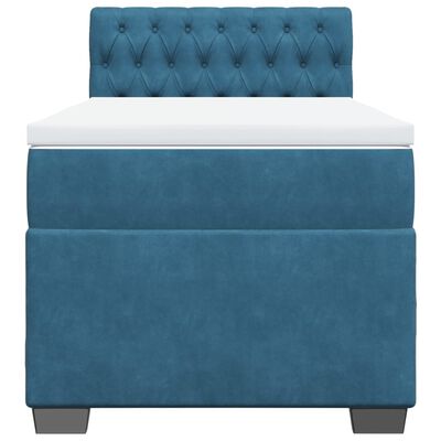 vidaXL Cama box spring con colchón terciopelo azul oscuro 90x190 cm