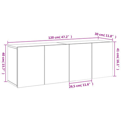 vidaXL Muebles para TV de pared 2 unidades gris Sonoma 60x30x41 cm