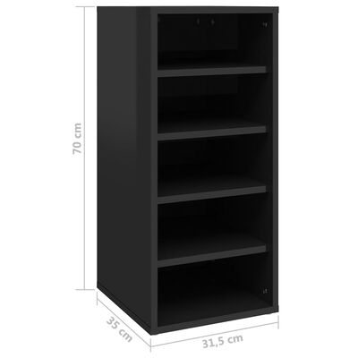 vidaXL Muebles zapateros 2 uds contrachapado negro brillo 31,5x35x70cm