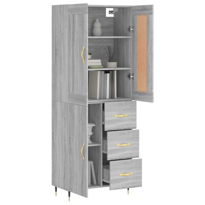 vidaXL Aparador alto madera contrachapada gris sonoma 69,5x34x180 cm