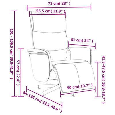 vidaXL Sillón reclinable de masaje con reposapiés cuero sintético gris