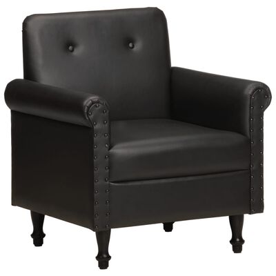 vidaXL Sillón butaca de cuero auténtico negro